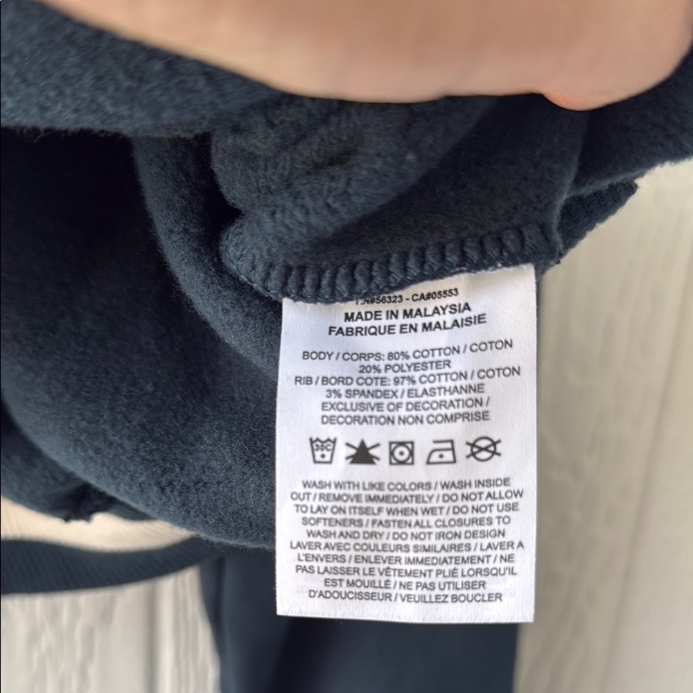 Nike Navy Blue Phoenix Fleece Heritage Quarter-Zip Crop Sweatshirt sz S - Picture 6 of 7